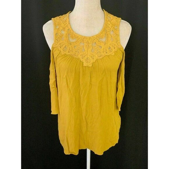 Ella Moss Anthropologie Mustard short sleeve top - Picture 1 of 8